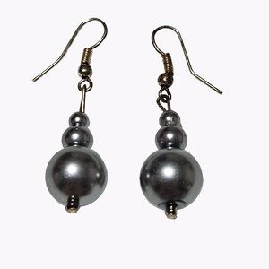 Elegant Silver Tone Bead Dangle Drop Earrings Statement Evening Fashion Jewelry